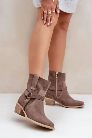 Women's natural leather stylish heel boots