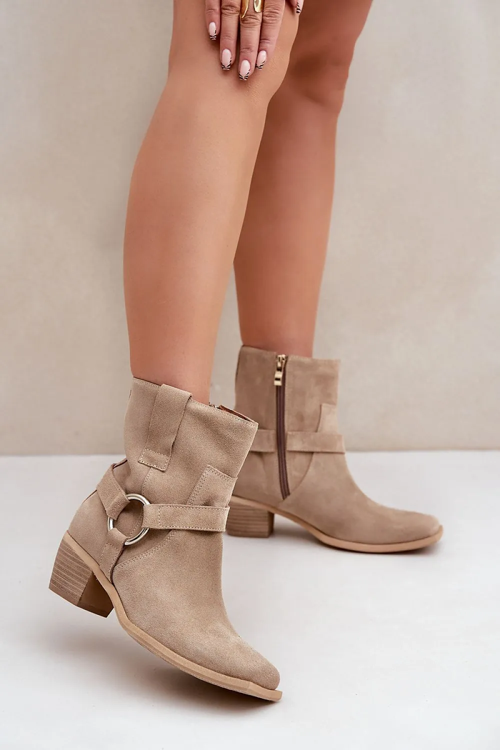 Women's natural leather stylish heel boots