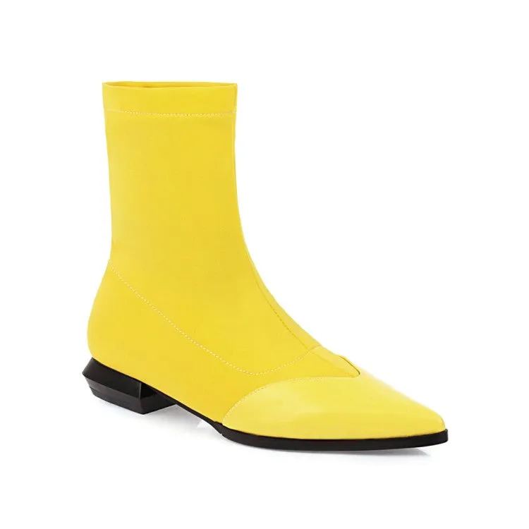 Women's Pointed Toe Low Heel Mid Calf Boots