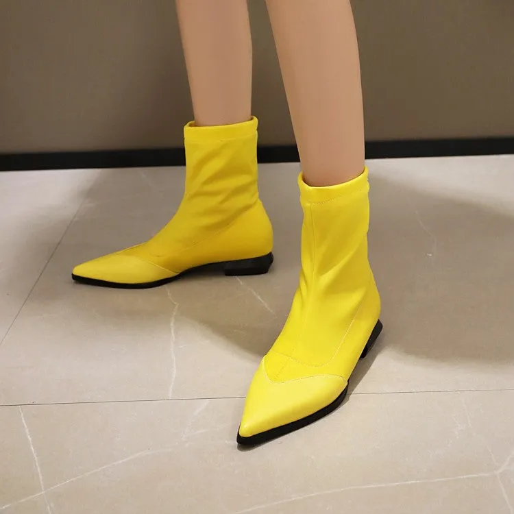 Women's Pointed Toe Low Heel Mid Calf Boots