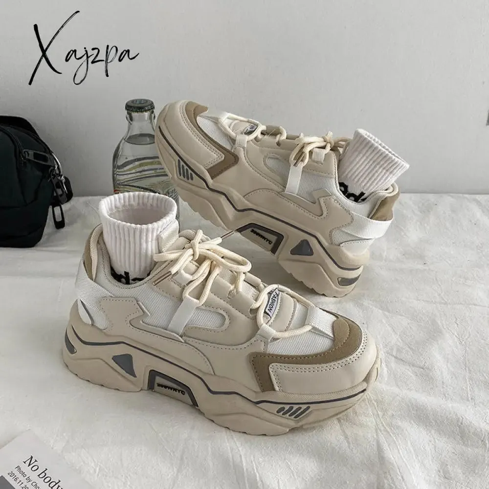 Xajzpa - Fashion Patchwork Woman Vulcanize Shoes Autumn Platform Sneakers Breathable Mesh Ladies Footwear Casual Ladies Footwear